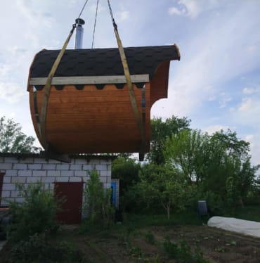 Купить баню бочку № 497 в Курске по цене от 368213 руб. цена в Курске от 368 213 руб.
